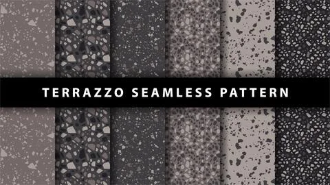 Set of terrazzo seamless patterns. Terrazzo floor pattern. Terrazzo seamles.. Illustrazione stock