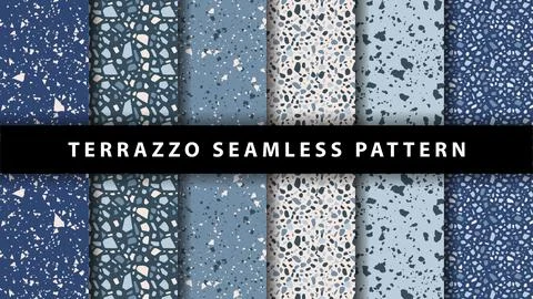 Set of terrazzo seamless patterns. Terrazzo floor pattern. Terrazzo seamles.. Stock Illustration
