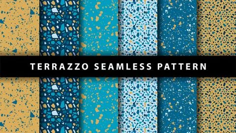 Set of terrazzo seamless patterns. Terrazzo floor pattern. Terrazzo seamles.. Illustrazione stock