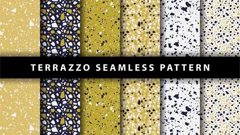 Set of terrazzo seamless patterns. Terrazzo floor pattern. Terrazzo seamles.. Illustrazione stock