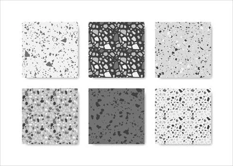Set of terrazzo seamless patterns. Terrazzo floor pattern. Terrazzo seamles.. Stock Illustration