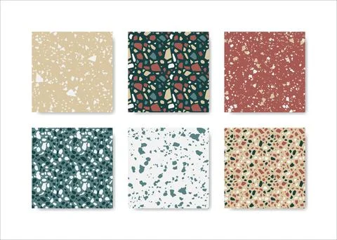 Set of terrazzo seamless patterns. Terrazzo floor pattern. Terrazzo seamles.. Stock Illustration