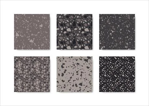 Set of terrazzo seamless patterns. Terrazzo floor pattern. Terrazzo seamles.. Illustrazione stock