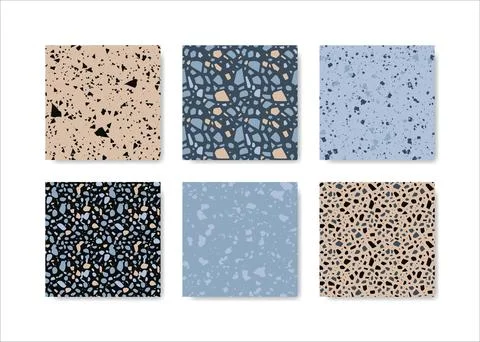Set of terrazzo seamless patterns. Terrazzo floor pattern. Terrazzo seamles.. Illustrazione stock