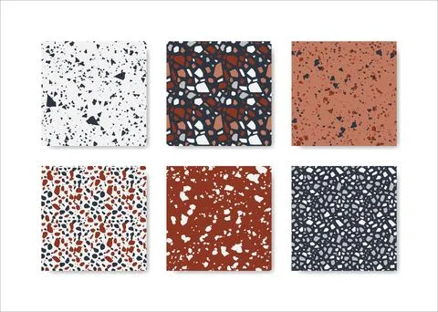Set of terrazzo seamless patterns. Terrazzo floor pattern. Terrazzo seamles.. Stock Illustration