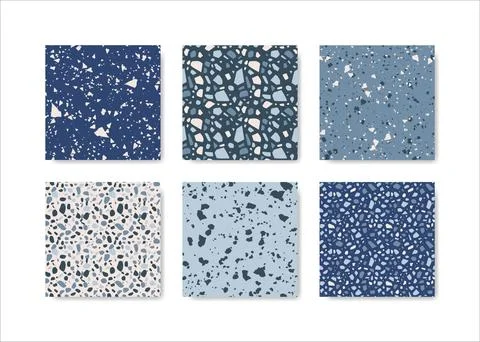 Set of terrazzo seamless patterns. Terrazzo floor pattern. Terrazzo seamles.. Stock Illustration