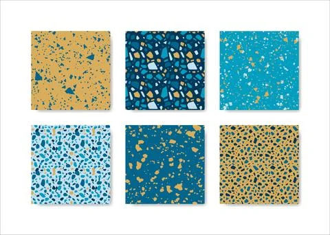 Set of terrazzo seamless patterns. Terrazzo floor pattern. Terrazzo seamles.. Stock Illustration
