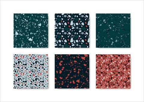 Set of terrazzo seamless patterns. Terrazzo floor pattern. Terrazzo seamles.. Stock Illustration
