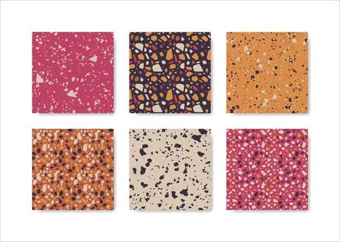 Set of terrazzo seamless patterns. Terrazzo floor pattern. Terrazzo seamles.. Stock-Illustration