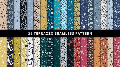 Set of terrazzo style seamless patterns Stock Illustration