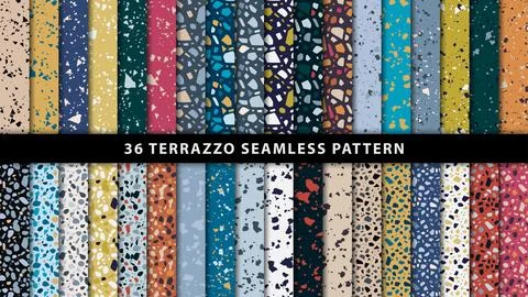Set of terrazzo style seamless patterns Stock Illustration