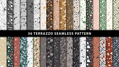 Set of terrazzo style seamless patterns Stock Illustration