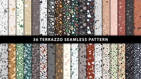 Set of terrazzo style seamless patterns Stock Illustration