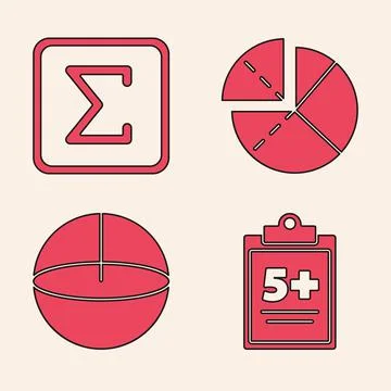 Set Test or exam sheet, Sigma symbol, Graph, schedule, chart, diagram and Stock Illustration