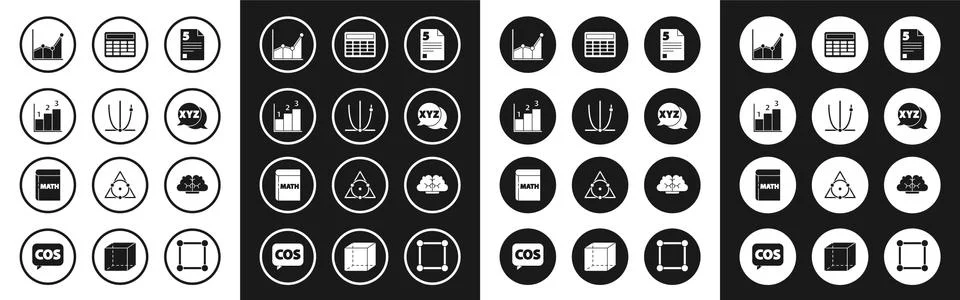 Set Test or exam sheet, Graph, schedule, chart, diagram, XYZ Coordinate system Stock Illustration