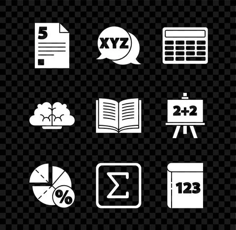 Set Test or exam sheet, XYZ Coordinate system, Calculator, Graph, schedule Stock-Illustration