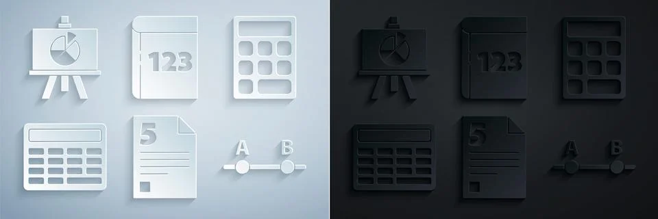 Set Test or exam sheet, Calculator, Graph, schedule, chart, diagram, Book with イラスト素材
