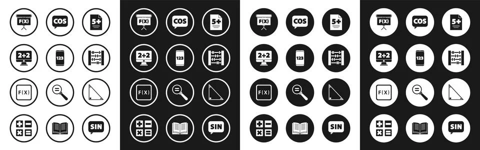 Set Test or exam sheet, Mobile calculator interface, Equation solution, Cha.. Stock Illustration