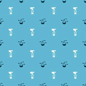 Set Test tube and flask and on seamless pattern. Vector Illustrazione stock