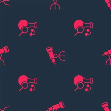 Set Test tube and Telescope on seamless pattern. Vector Stockillustratie