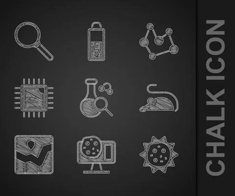 Set Test tube, Genetic engineering, Virus, Experimental mouse, Graph chart Stock Illustration