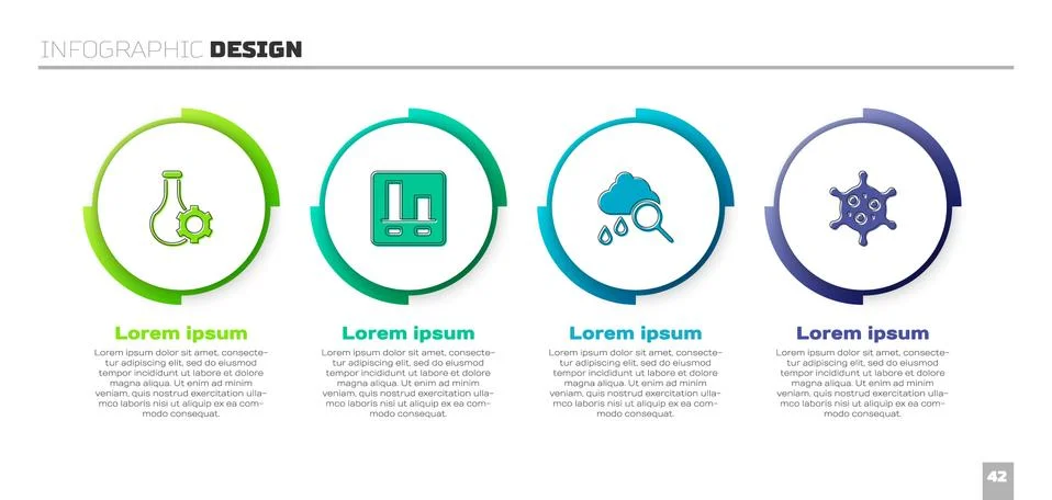 Set Test tube, Graph chart infographic, Cloud with rain and Virus. Business イラスト素材