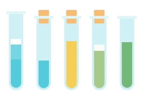 Set of test tubes with liquid vector icon flat isolated Stock Illustration