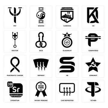 Set of tether, car defroster, strontium, sb, pancreatic cancer, oligarchy, do Illustrazione stock gratuita