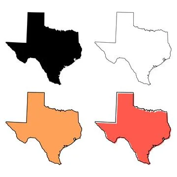 Set of Texas map shape, united states of america. Flat concept vector illustr Stock Illustration
