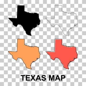 Set of Texas map shape, united states of america. Flat concept vector illustr Stock Illustration