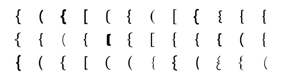A set of text brackets. Brackets icon. Text boxes with quotes and brackets. イラスト素材
