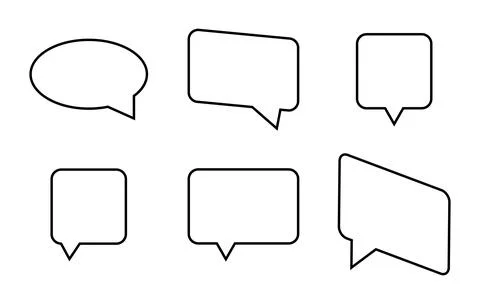 Set of text Contour Bubbles. Place for inserting speech in comics. Outline white Stock Illustration