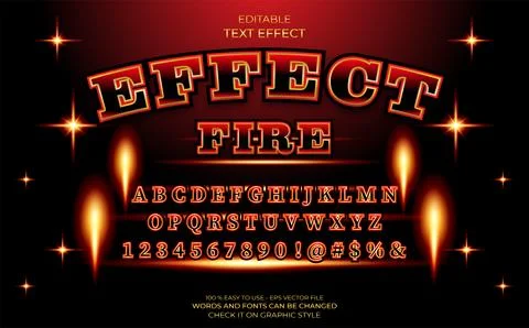 Set of text effect fire Stock Illustration