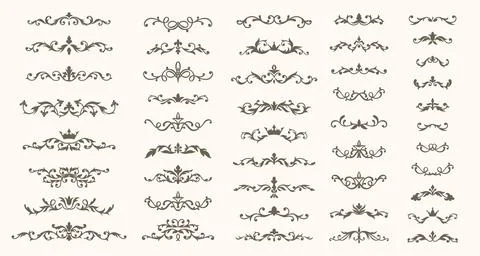 A set of text separators, elegant horizontal borders Stock Illustration