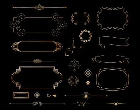 A set of text separators frames and ornaments Stock Illustration