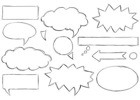 Set of Text Speech Bubbles Doodles Illustrazione stock