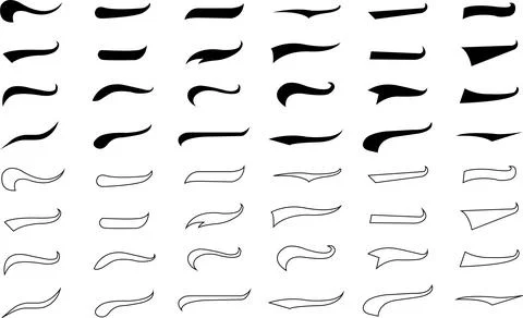 Set of Text Tail Swoosh Baseball line and flat Sign, Typography font curve .. Stock Illustration