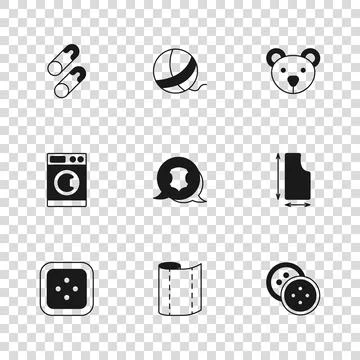 Set Textile fabric roll, Sewing pattern, button for clothes, Leather, Teddy.. イラスト素材