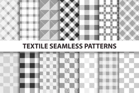 Set of textile seamless patterns. 库存插图