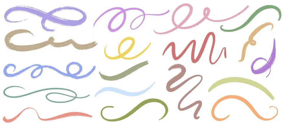Set of textured colored brush strokes of different colors Stock Illustration