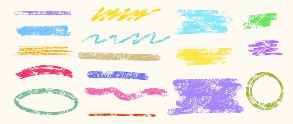 Set of textured colored chalk lines イラスト素材