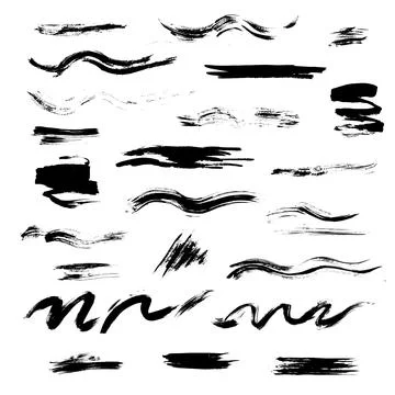 Set of textured grunge design elements. Hand-drawn spots and lines with jag.. イラスト素材