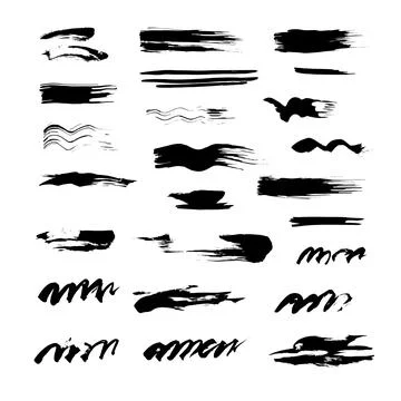 Set of textured grunge design elements. Hand-drawn spots and lines with jag.. 스톡 일러스트