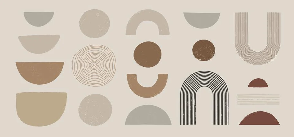 Set of textured hand drawn irregular abstract geometric shapes. Vector organic Illustrazione stock