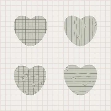 Set of textured pastel Hearts, Vector Illustration Stock Illustration