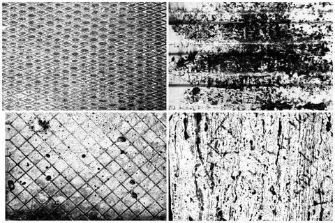 Set textures different materials concrete and metal, monochrome background fr Stock Photos