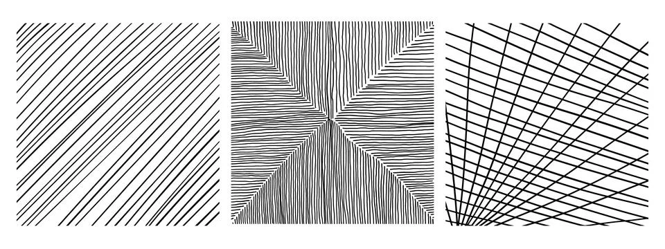 Set of textures with different squares patterns. Hand drawn line texture set. Stock Illustration