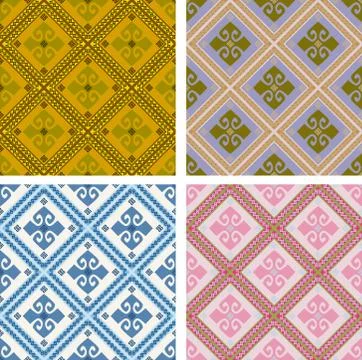 Set of textures of various colored rombus Stock Illustration