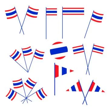 Set of Thai Flag on White Background Stock Illustration
