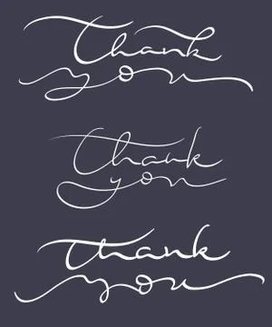 Set of Thank you text on dark background. Calligraphy lettering Vector Stock Illustration